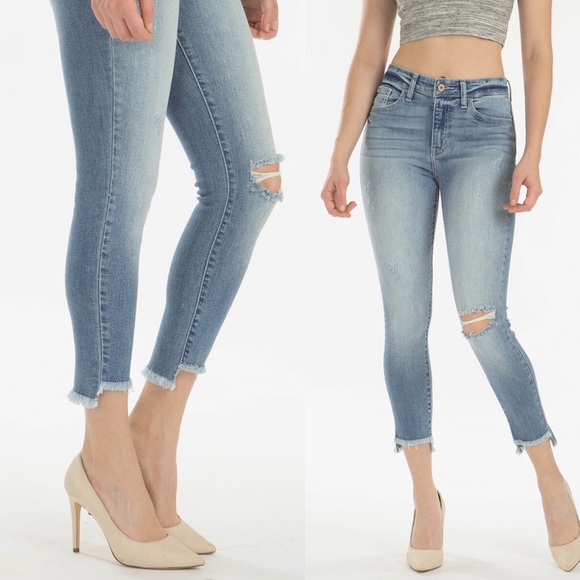 NWT Kan Can Jeans High Rise Crop Step Hem - Picture 2 of 6